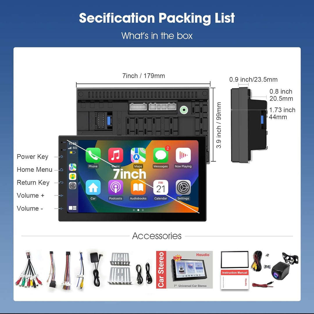 7 Zoll 2 Din Radio Android mit Wireless CarPlay & Wireless Android Auto,Auto Radio Touch Display mit
