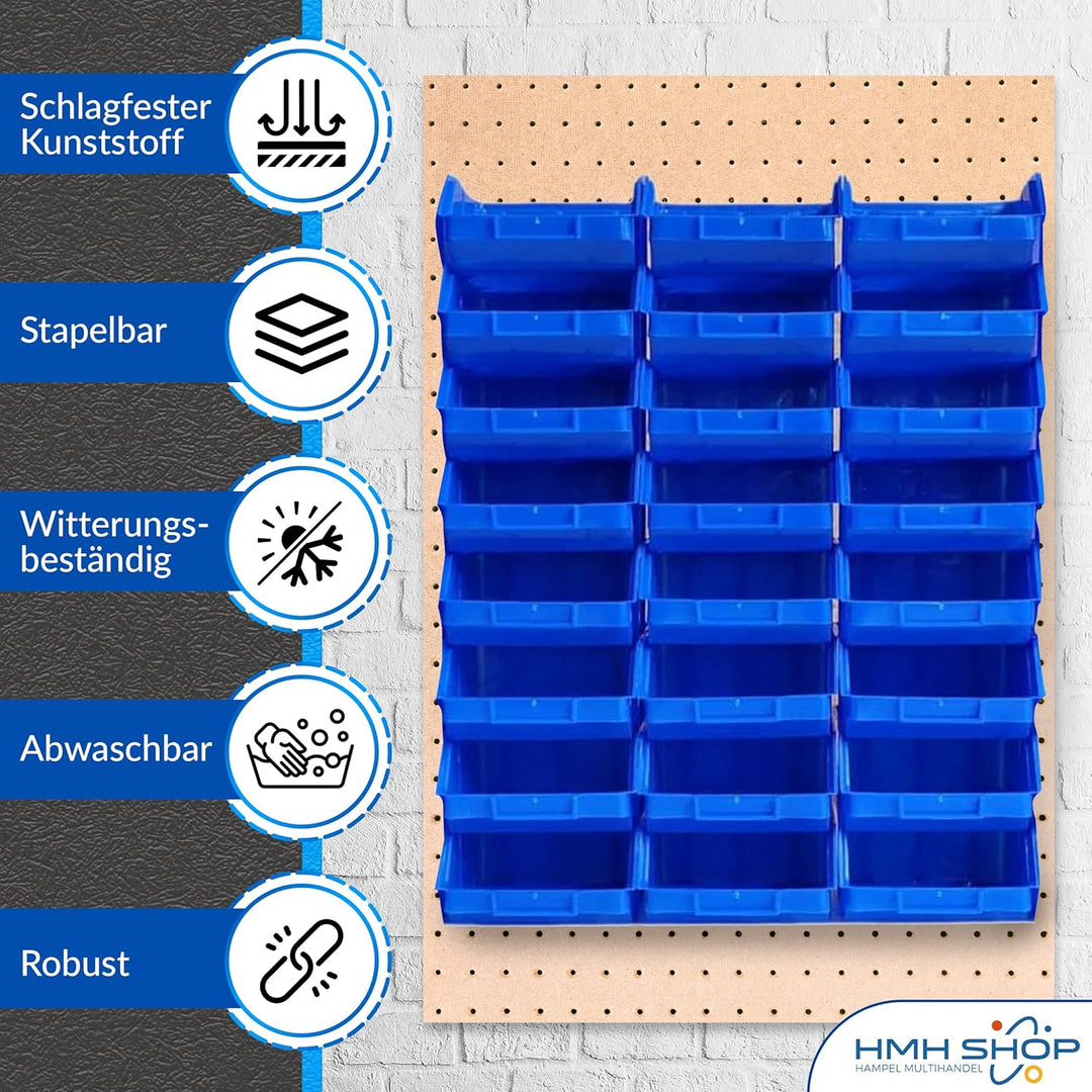 192x Stapelboxen Blau Grösse 1 (BxTxH) 100x100x52mm stapelbar blaue Sichtbox Regalbox Lagerbox Sicht