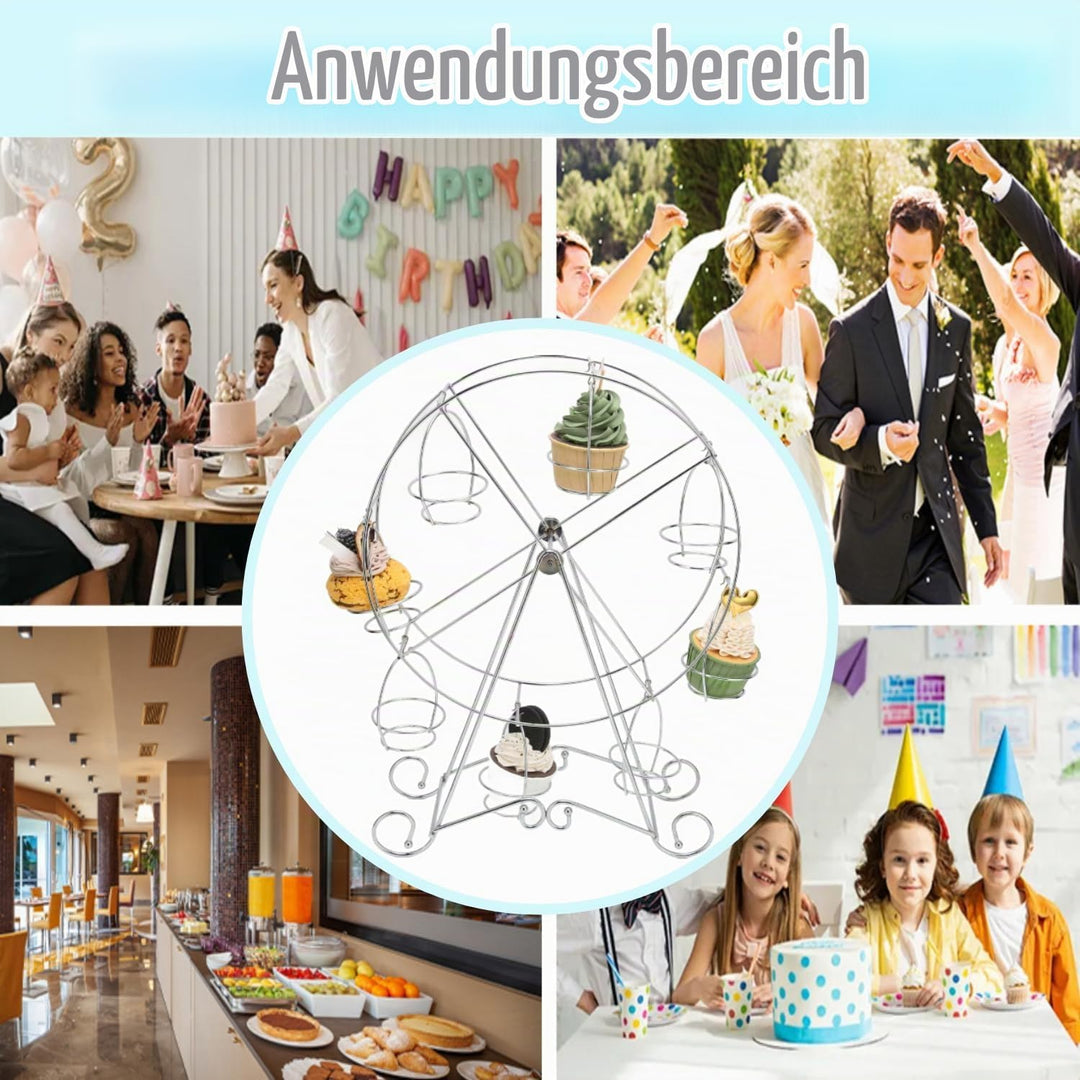 Kuchenständer, Muffin Riesenrad Karusell Ständer 8 Tassen Dessert Display Halter Serviertablett Karu