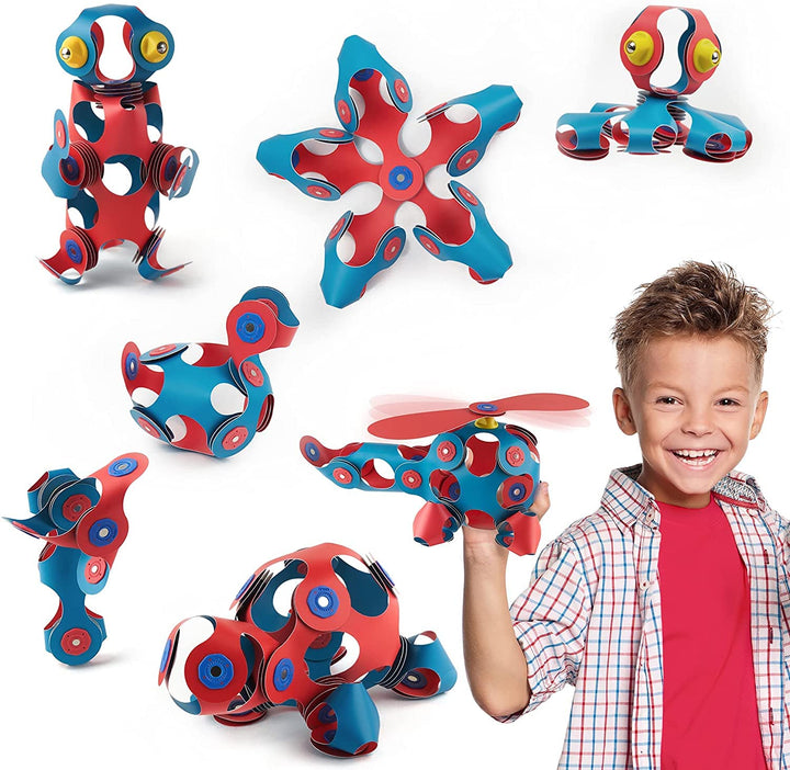 Clixo Crew Pädagogisches Spielzeug für Kinder ab 4 Jahren, Spielzeug Set mit magnetischen Bausteinen