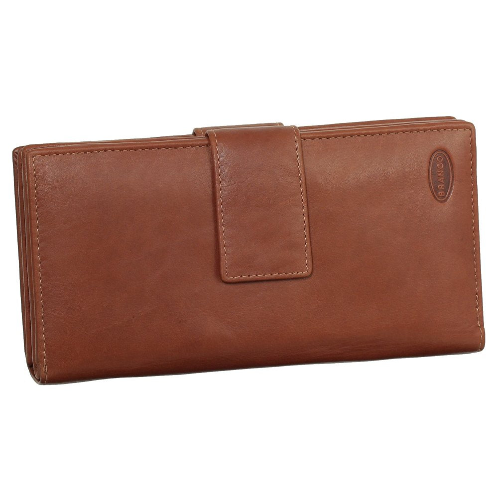 Luxus Leder Damen Geldbörse Portemonnaie Geldbeutel XXXL mit Reissverschluss 18,5 cm Farbe Braun, Br