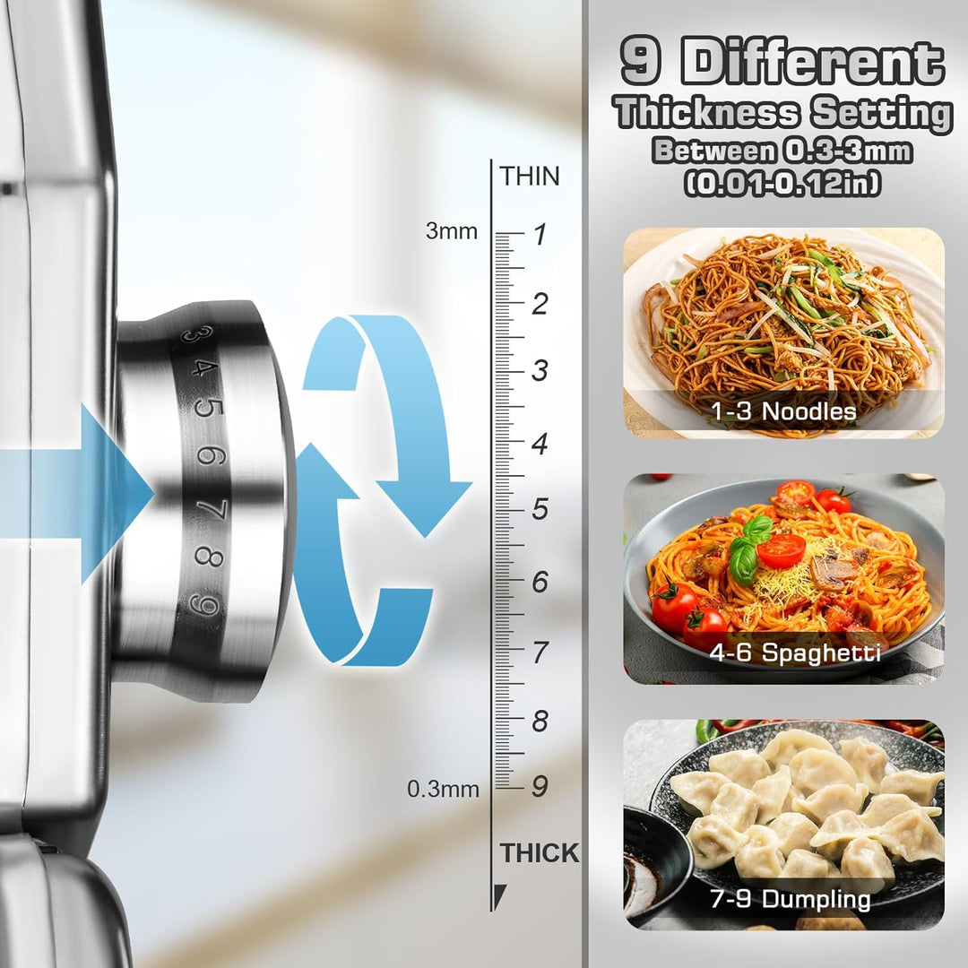 Sailnovo Nudelmaschine Pasta Maker 180 Aluminiumlegierung mit 9 Einstellbaren Stärkeeinstellungen un