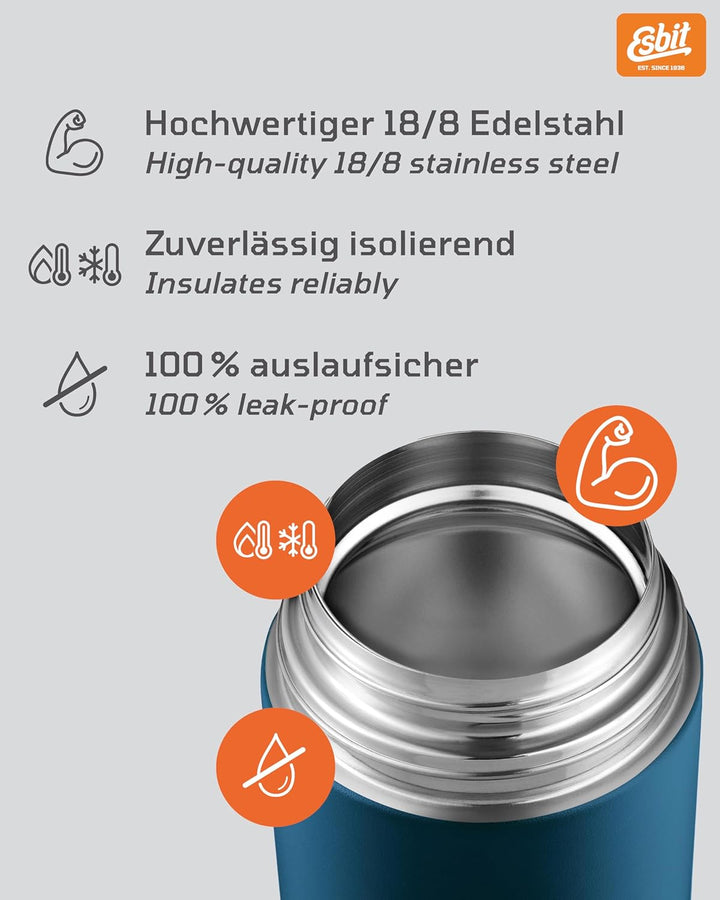 Esbit Thermobehälter Sculptor für Essen - Warmhaltebehälter 750 ml in Polar Blue - aus Edelstahl für