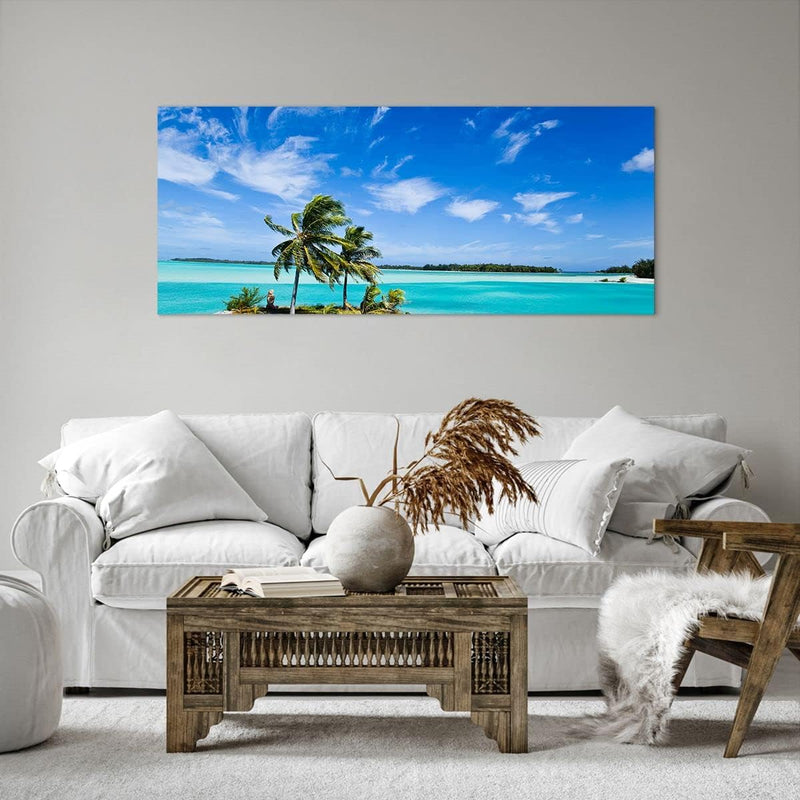 Wandbilder Dekoration Wohnzimmer Tahiti Insel Bora entspannend Panorama Bilder auf Leinwand 120x50cm