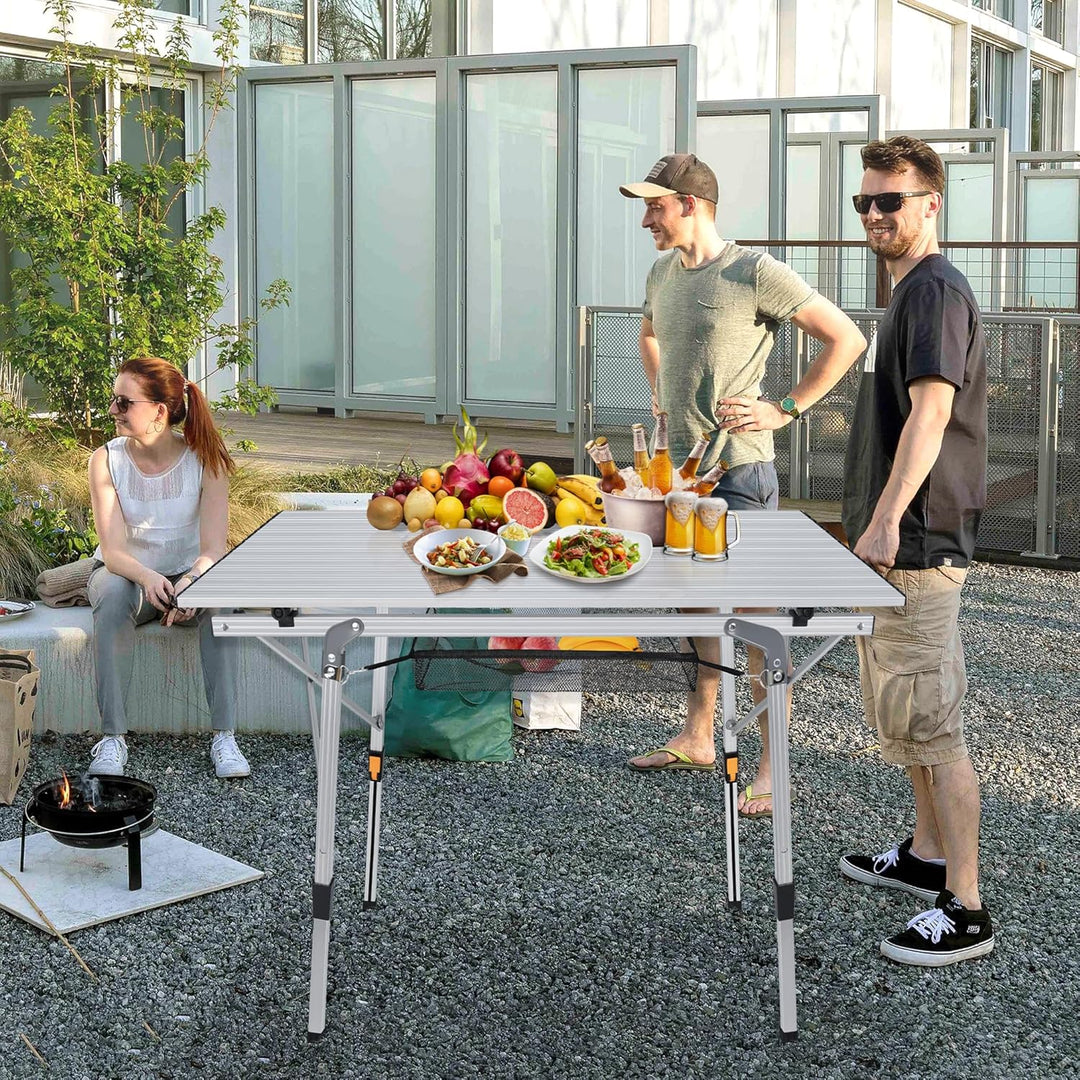 Alu Campingtisch Faltbar Höhenverstellbar Klapptisch 90 x 52 cm Falttisch mit Netzbeutel und Trageta