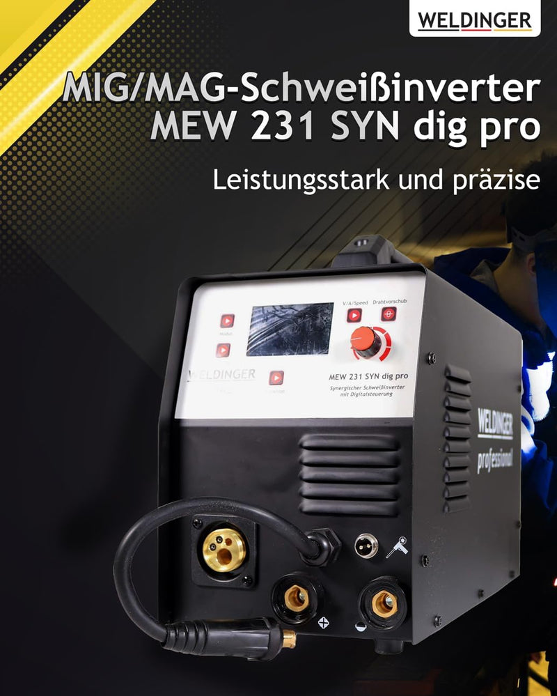 WELDINGER MEW 231SYN dig pro 230 A synergischer Multiprozess-Schweissinverter für Aluminium MIG/MAG