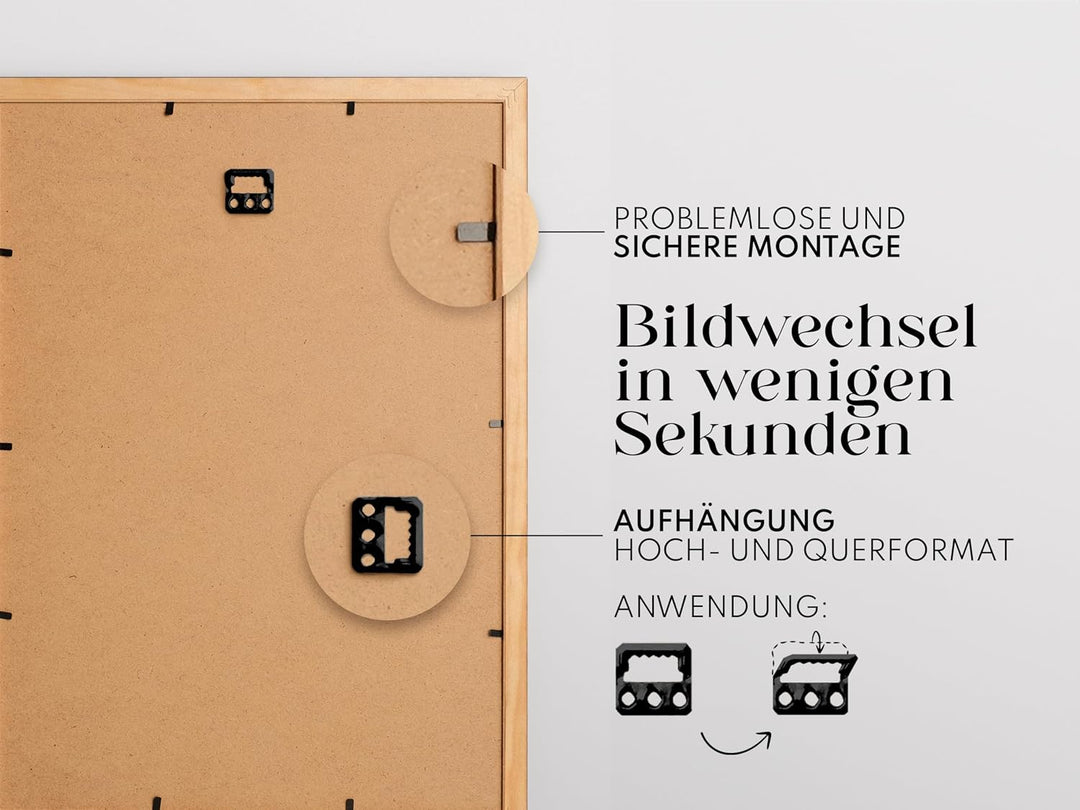 Artower® Bilderrahmen Vintage Schwarz Holz Rahmen für DIN A2 42 x 59,4 cm | Posterrahmen Gross für C