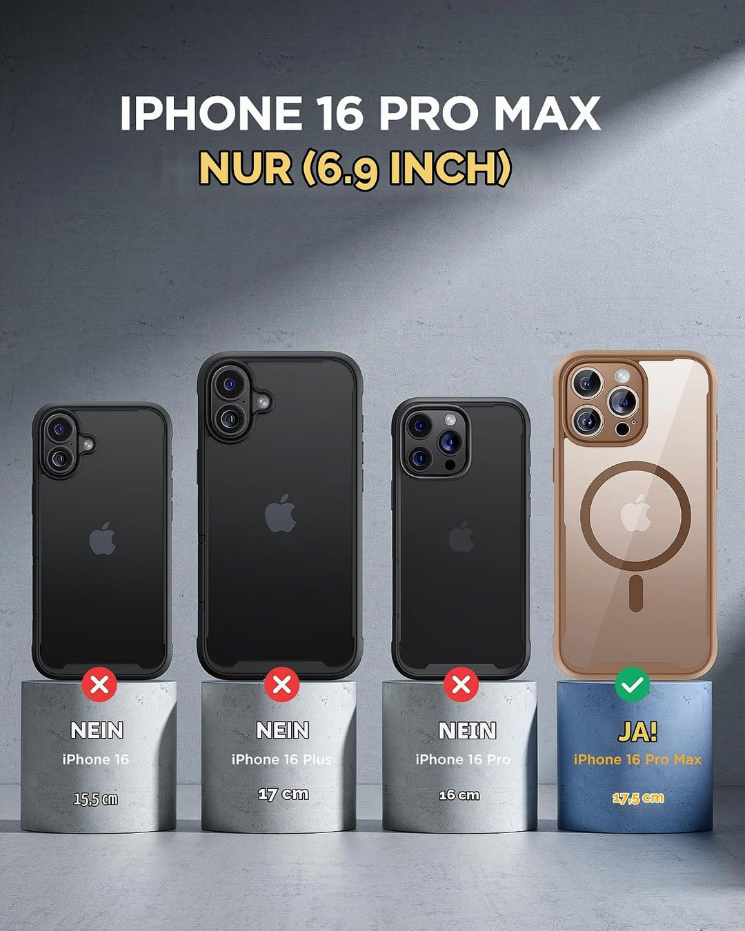 Miracase 360 Grad für iPhone 16 Pro Max Hülle mit Magsafe, Eingebaut Glas Schutzfolie, Komplettschut
