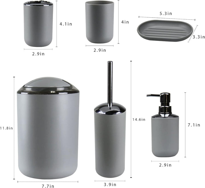 IMAVO Badezimmer-Zubehör-Set, 6-teilig, Kunststoff-Geschenk-Set, Zahnbürstenhalter, Zahnbürstenbeche