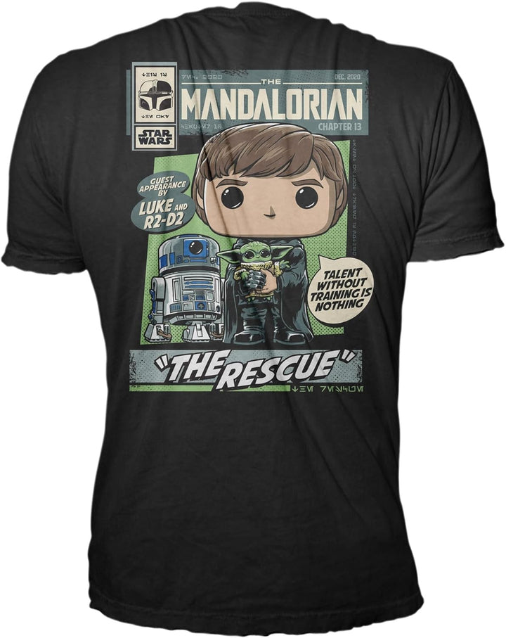 Funko Pop! & Tee: Mandalorian - Luke Skywalker mit Grogu (The Child, Baby Yoda) - Small - (S) - Star