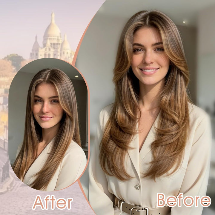S-noilite Clip In Extensions Echthaar Dunkelbraun Real human hair 1 pieces 5 clips Haarverlängerunge