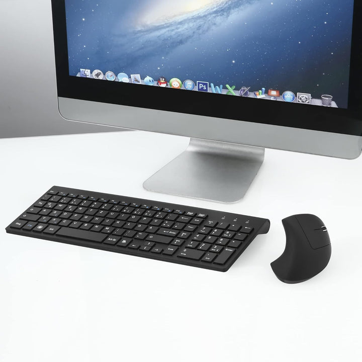 Fonicer 2,4 GHz Kabellose Vertikale Ergonomische Maus und Tastatur Combo Ultradünne tragbare Grösse