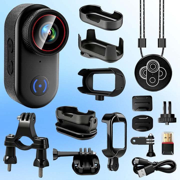 Mini Action Kamera 4K 44g Helmkamera Bodycam Motorrad Outdoor | 1,47 Zoll Display, Vertikalmodus, 14