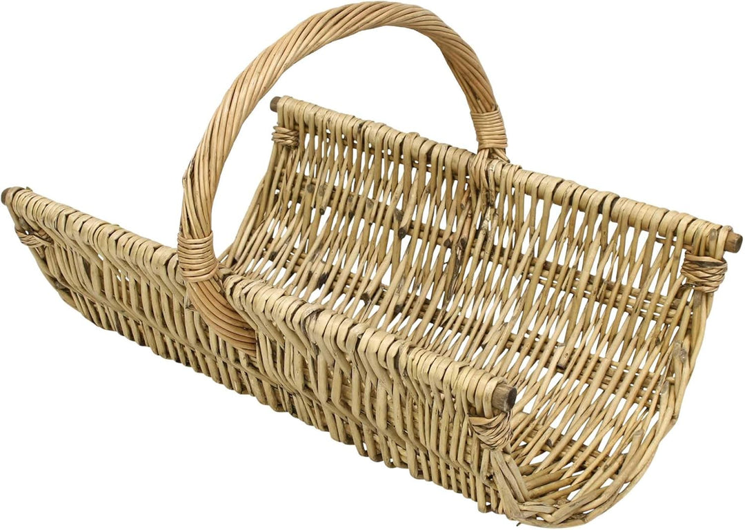 Dekoleidenschaft Holzkorb "Trendy" aus Weide, braun, Kaminholzkorb, Feuerholzkorb, Holz-Tragekorb