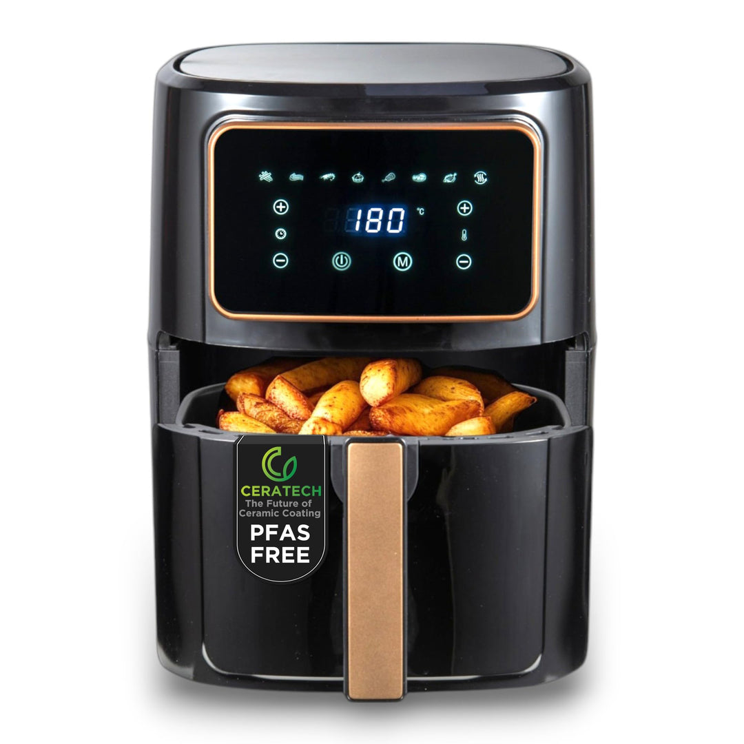 BERGNER COPPERLY - PFAS-Freie Heissluftfritteuse 1800W 6.9L - 8 Kochprogramme - Air Fryer mit Kerami
