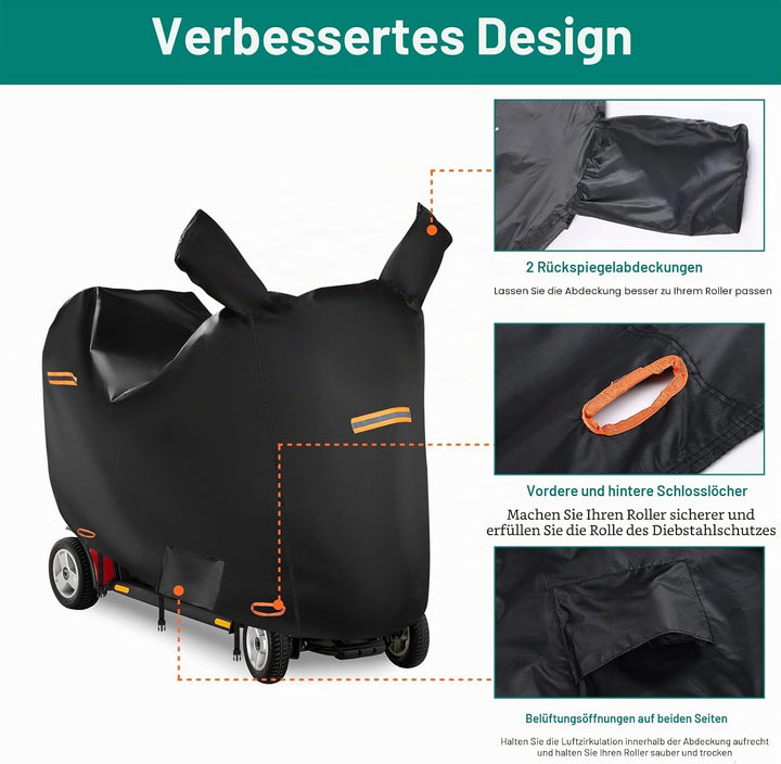 Elektromobil Abdeckhaube Wasserdicht &amp; Winddicht,420D Abdeckplane für Elektromobile mit 4 Reflexstre