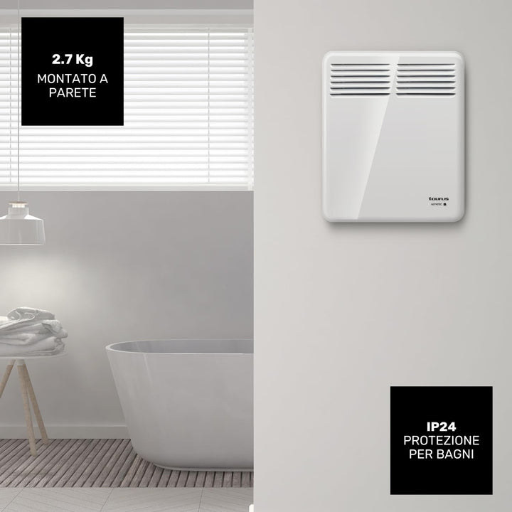 Taurus CHTA 500 – Elektrischer Konvektor 500 W, IP24 für den Einsatz im Badezimmer, Wandhalterung, D