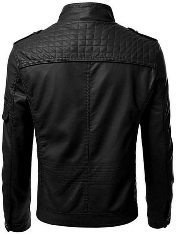 YEBIRAL Herren Biker Lederjacke Übergangsjacke Vintage Jacke Schwarz Kunstleder Bikerjacke Schwarz 3