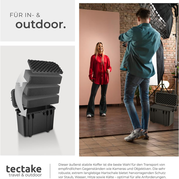 tectake® Universalkoffer, Fotokoffer, 41 x 22 x 34 cm, abschliessbare Box, Kunststoff Hardcase, stos