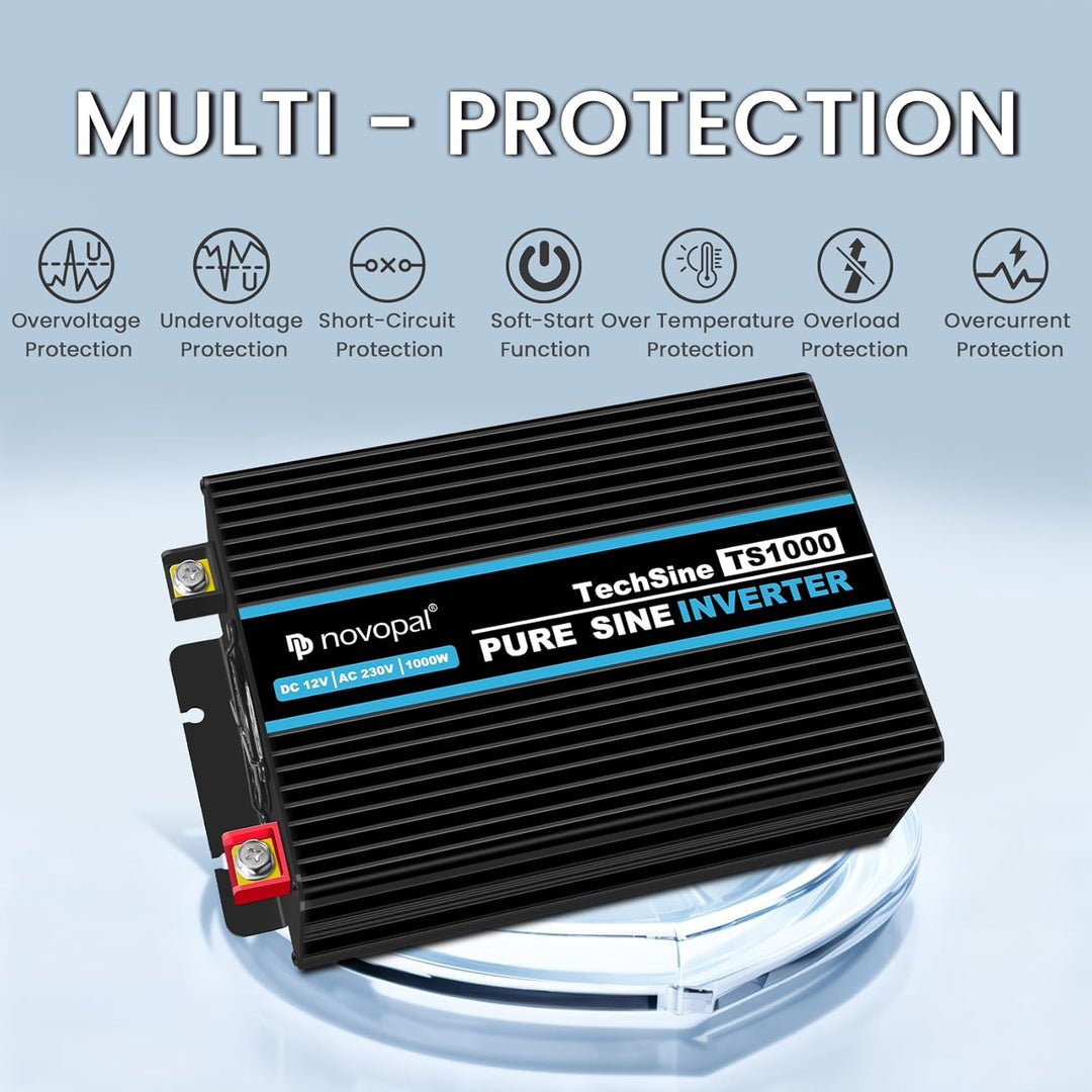 novopal 1000W KFZ Reiner Sinus Spannungswandler-Auto Wechselrichter 12v auf 230v Umwandler-Inverter