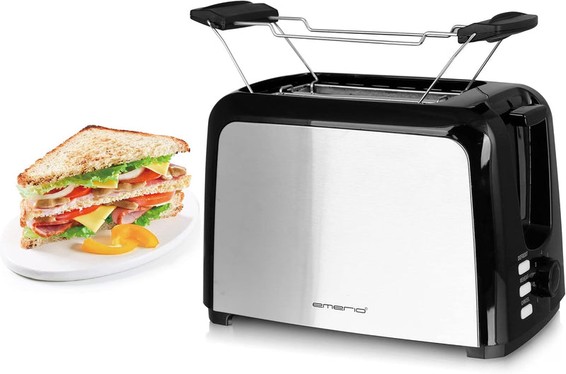 Emerio Toaster 2 extra Breiten Toastschlitzen Zentrierfunktion,herausnehmbare Krümelschublade,Abbruc