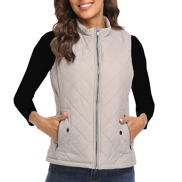 MISS MOLY Damen Weste mit Stehkragen Weste Jacke Winter Warm Ultraleicht Hellgrau 38-40, Hellgrau 38