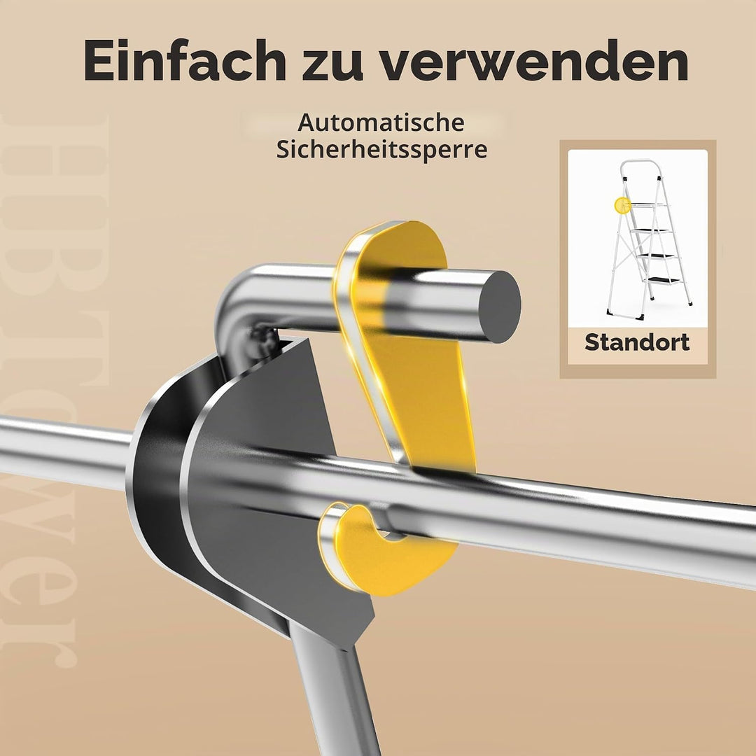 HBTower 4-Stufen-Leiter, Klappstufen Leiter mit Anti-Rutsch-Pedal, Tragbare Robuste Leiter mit Handl