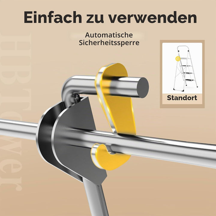 HBTower 4-Stufen-Leiter, Klappstufen Leiter mit Anti-Rutsch-Pedal, Tragbare Robuste Leiter mit Handl