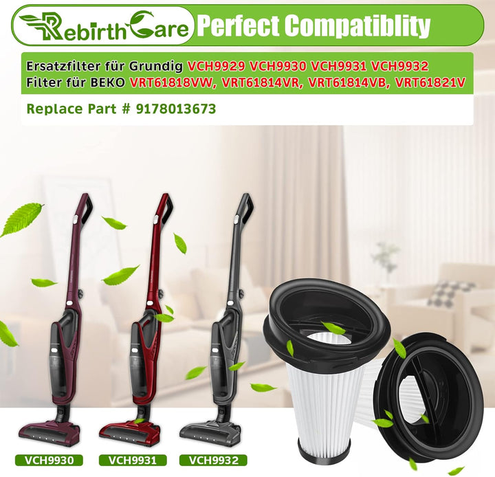 Rebirthcare VCH9929L VCH9930 Filter für Grundig VCH9929 VCH9930 VCH9931 VCH9932 Handstaubsauger Filt