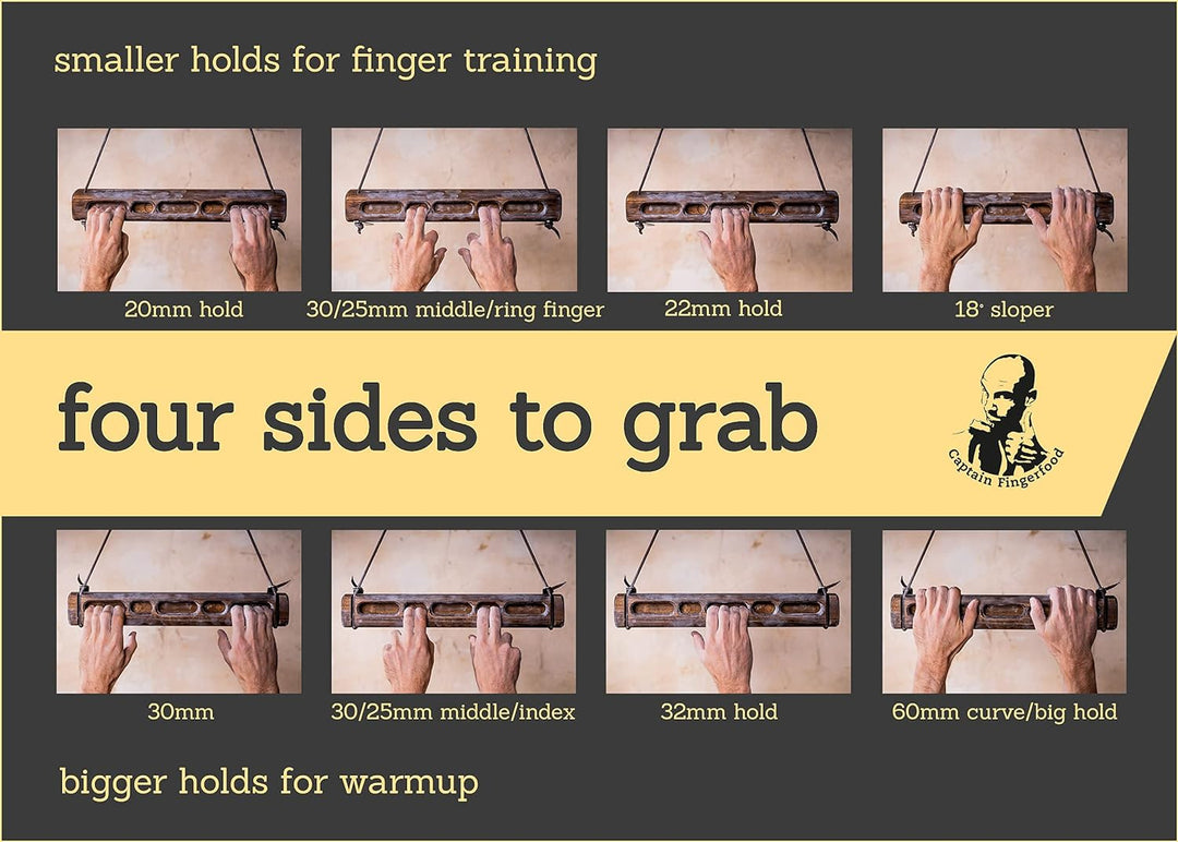 Captain Fingerfood Kletterboard Trainingsboard Hangboard 180° (Braun,