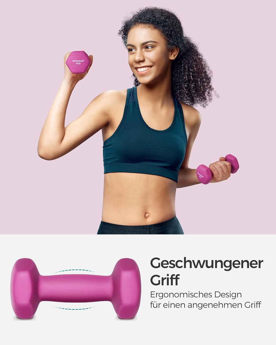 SONGMICS Hanteln, 2er Set,Hantelset, Kurzhanteln, Hexagon, Neopren-Beschichtung, Krafttraining, Work