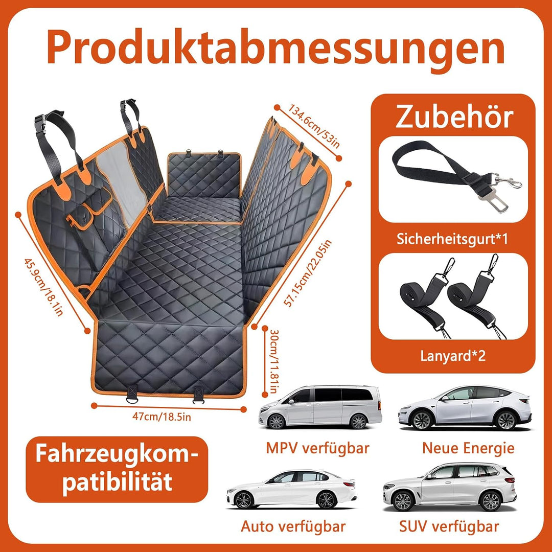 Hundedecke Auto Rückbank mit Sichtfenster &amp; abnehmbarem Teil | Wasserdicht &amp; kratzfest, mit Sicherhe
