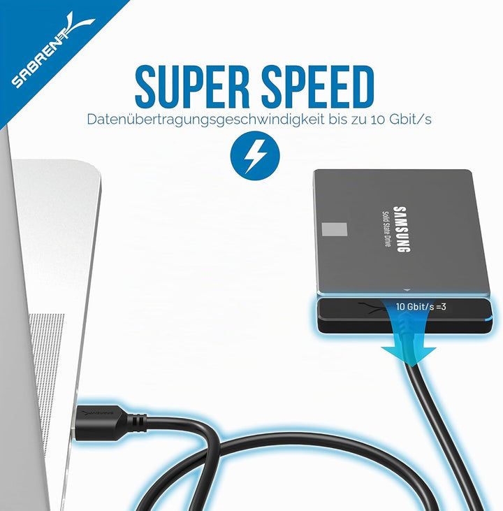 Sabrent USB C SATA auf USB 3.1 Gen 2, SSD/HDD Festplatten adapter, USB 3.1 zu 2,5 Zoll SATA, 10Gbps