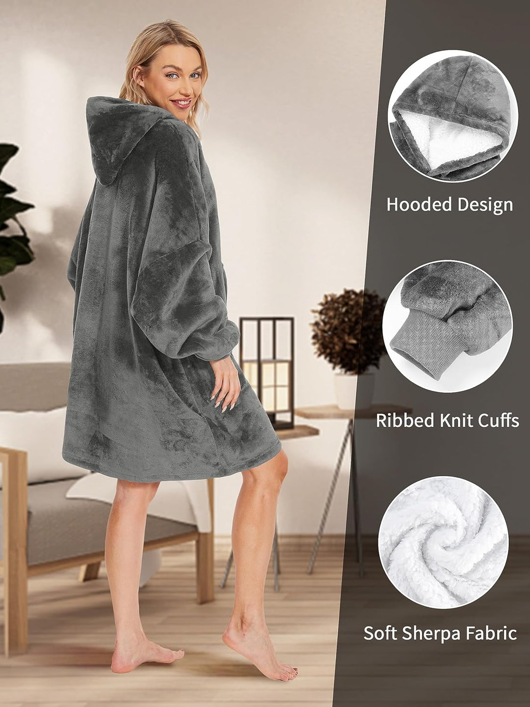 Gentlewarm übergrosse Hoodie Sweatshirt mit Kapuze, Super Weich und bequem Flanell Damen Kapuzenpull