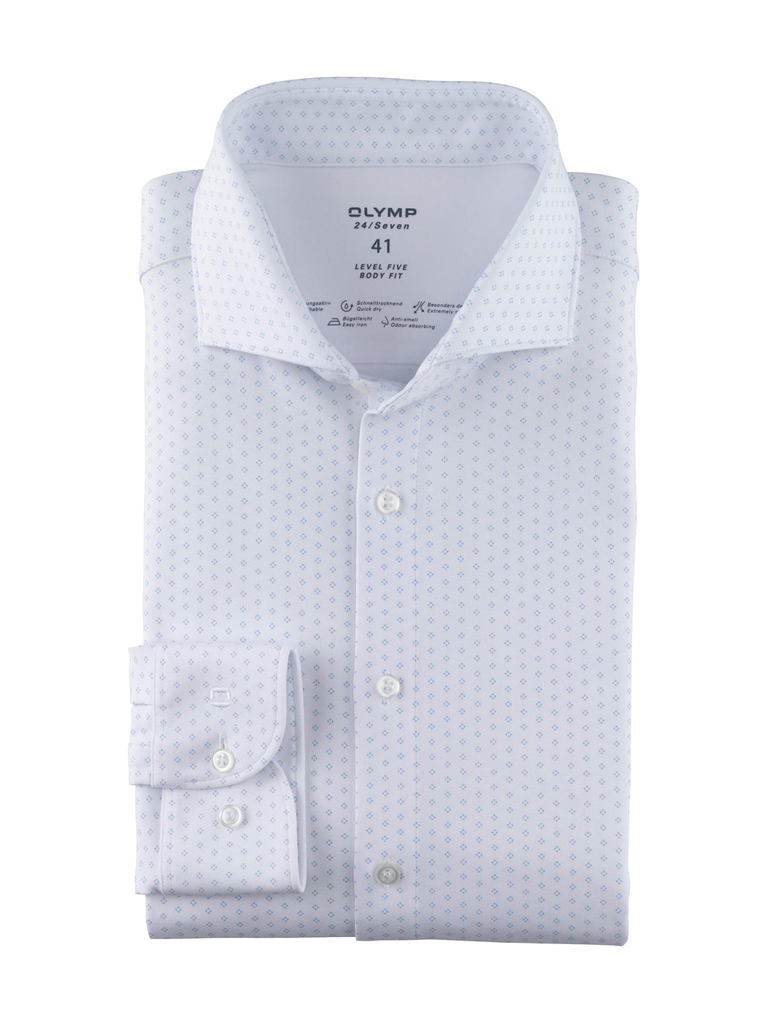 OLYMP Herren Businesshemd Level Five 24/Seven,Body fit,Haifisch-Kragen 37 Weiss 00, 37 Weiss 00