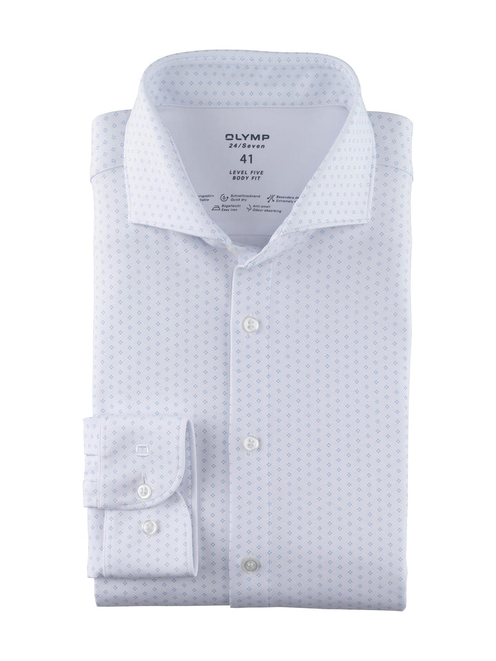 OLYMP Herren Businesshemd Level Five 24/Seven,Body fit,Haifisch-Kragen 37 Weiss 00, 37 Weiss 00