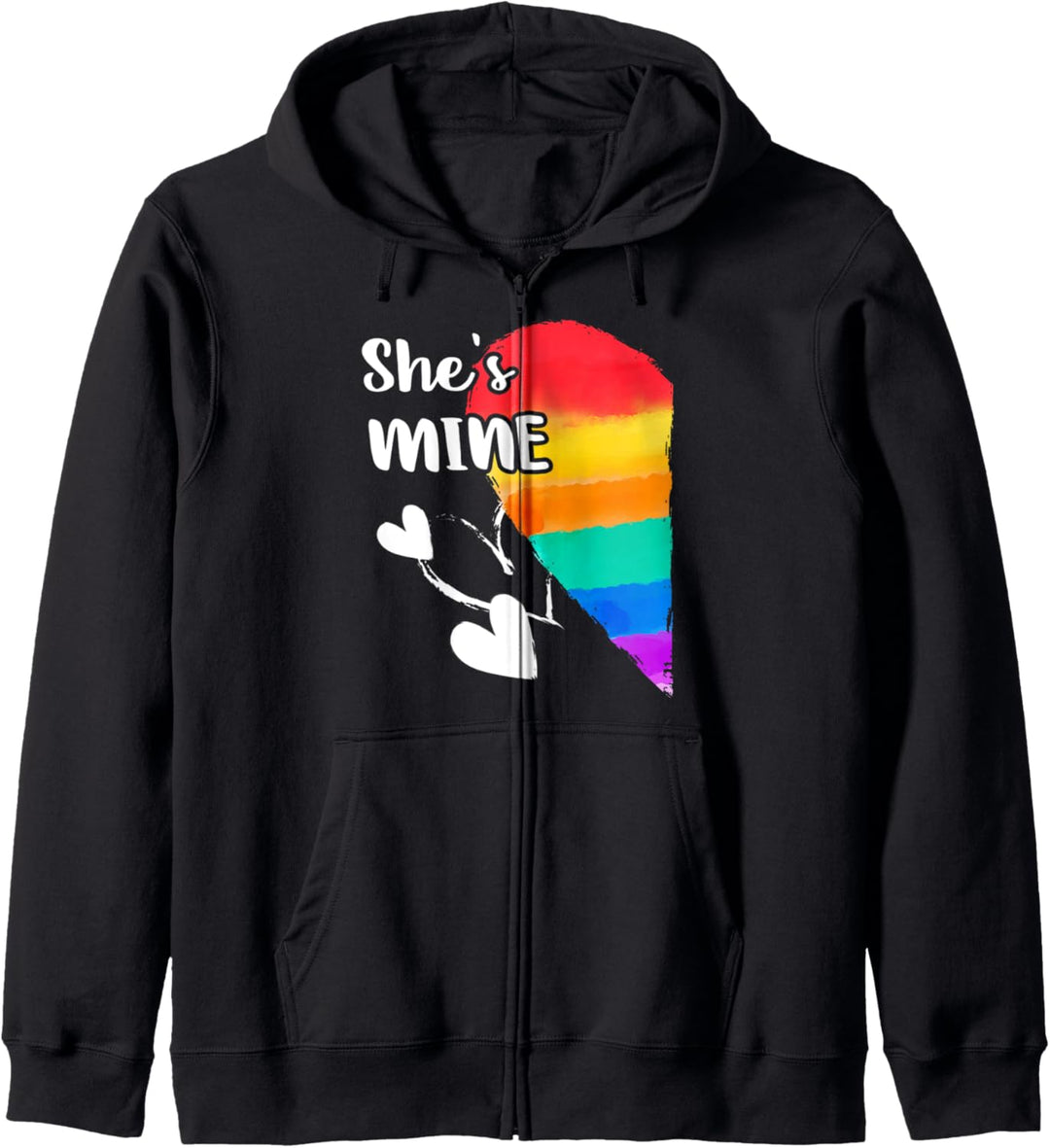 Regenbogen LGBT Herz Sie ist mein für Paare, Lesben Kapuzenjacke