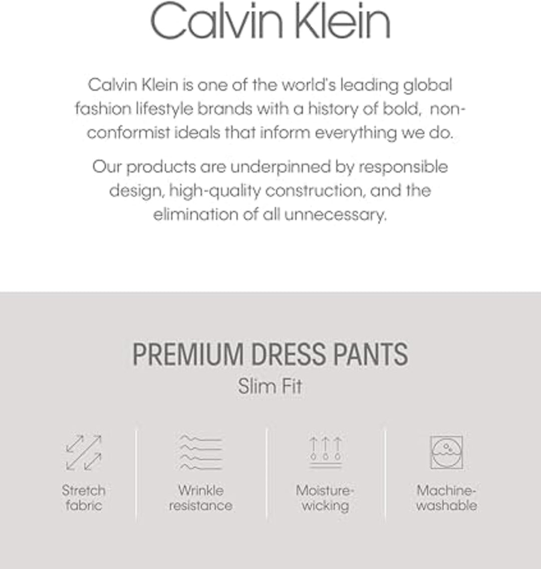 Calvin Klein Herren Slim Fit Kleid Klassische Hose 38W / 30L Grau, 38W / 30L Grau