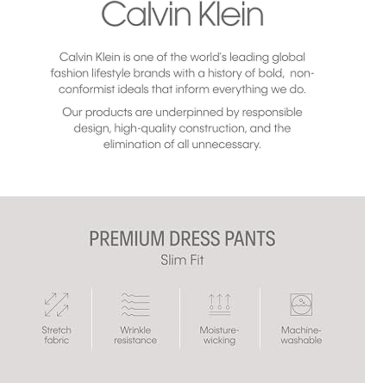 Calvin Klein Herren Slim Fit Kleid Klassische Hose 38W / 30L Grau, 38W / 30L Grau