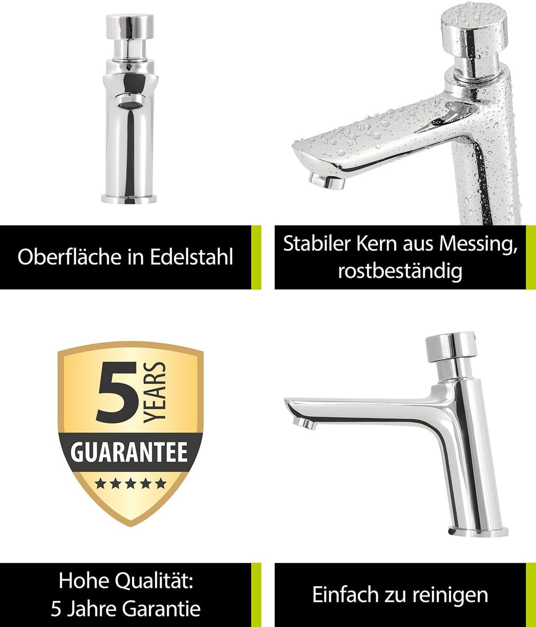 aquaSu® Standventil Palo mit Wassersparmischdüse, selbstschliessend mit einstellbarer Durchflussmeng