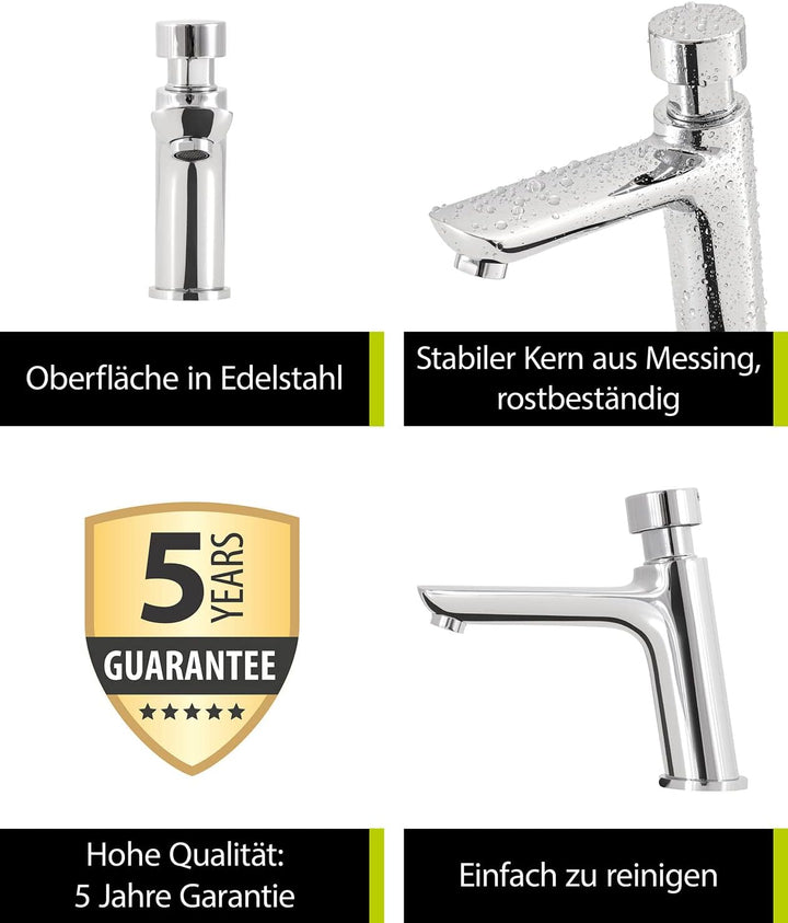 aquaSu® Standventil Palo mit Wassersparmischdüse, selbstschliessend mit einstellbarer Durchflussmeng