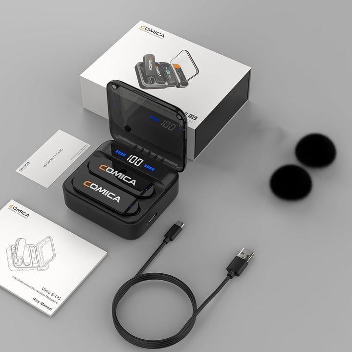 Comica Vimo S UC Mikrofon Kabellos für Smartphone, Lavalier Mikrofon Wireless mit Rauschunterdrückun