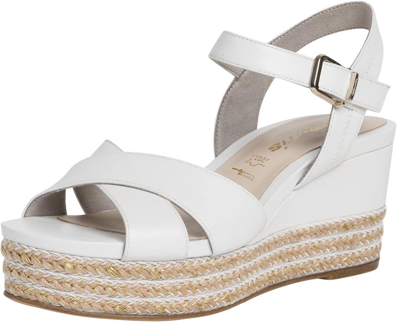 Tamaris Damen Sandalette 1-1-28001-20 38 EU White Leather, 38 EU White Leather