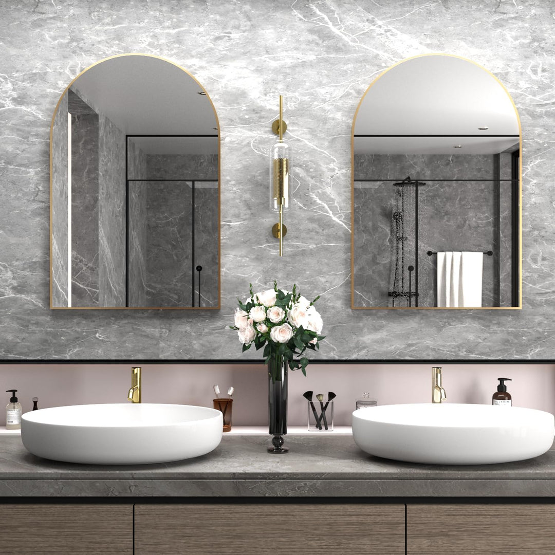 NEUWEABY Gewölbter Wandspiegel für das Badezimmer, 60x90 cm Gewölbter Spiegel Wandspiegel mit Metall