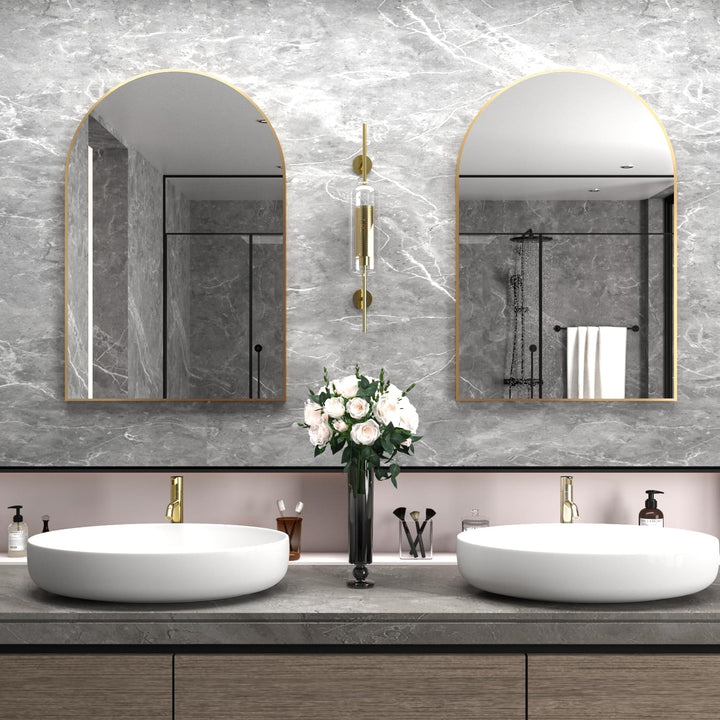 NEUWEABY Gewölbter Wandspiegel für das Badezimmer, 60x90 cm Gewölbter Spiegel Wandspiegel mit Metall
