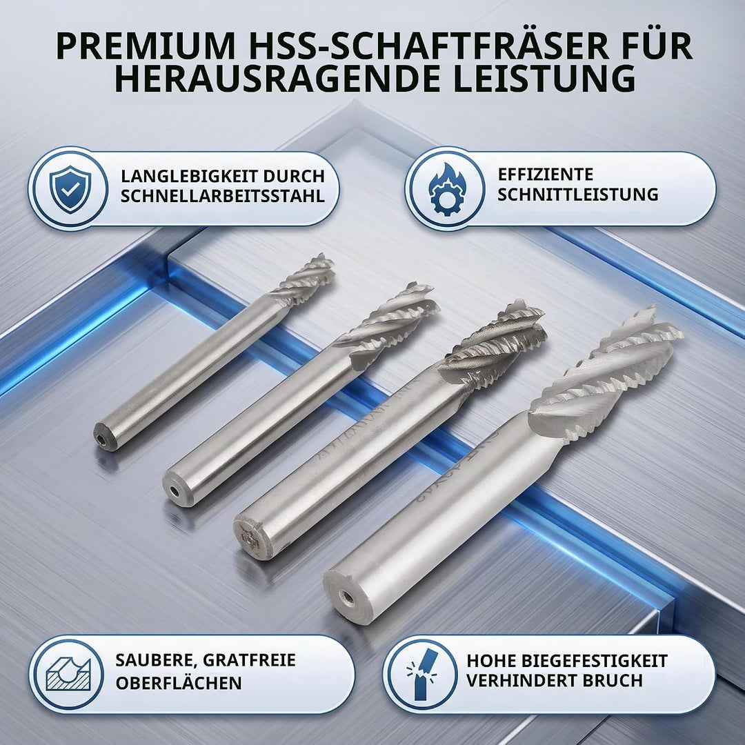 4pcs HSS Schruppfräser M6 M8 M10 M12 4 Nuten Spiralschneider-Bits CNC-Fräser
