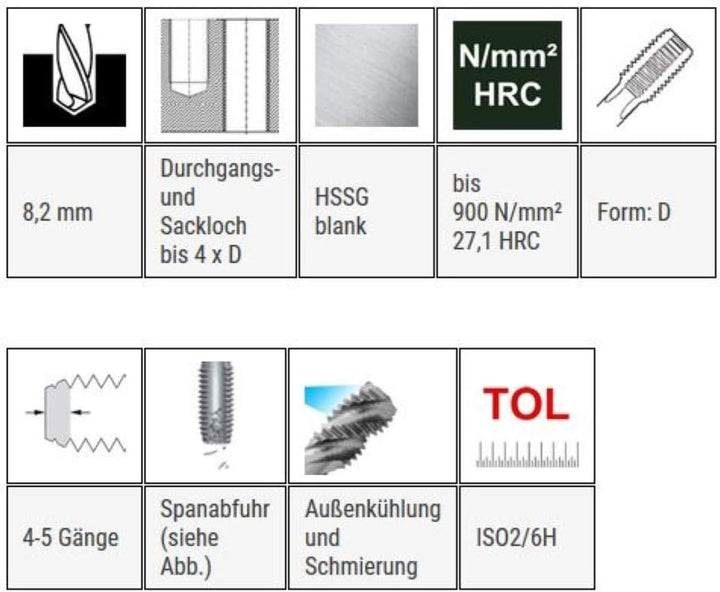BAER Einschnittgewindebohrer Form D - MF 9 x 0,75 - HSSG BAER Gewindeschneider - Gewindebohrer MF9 -