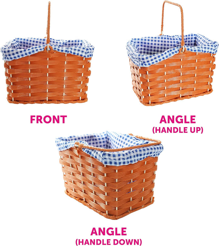 Ilovefancydress Korb mit befestigtem Gingham-Stoffeinsatz und Griff, Kunststoff, ideales Accessoire
