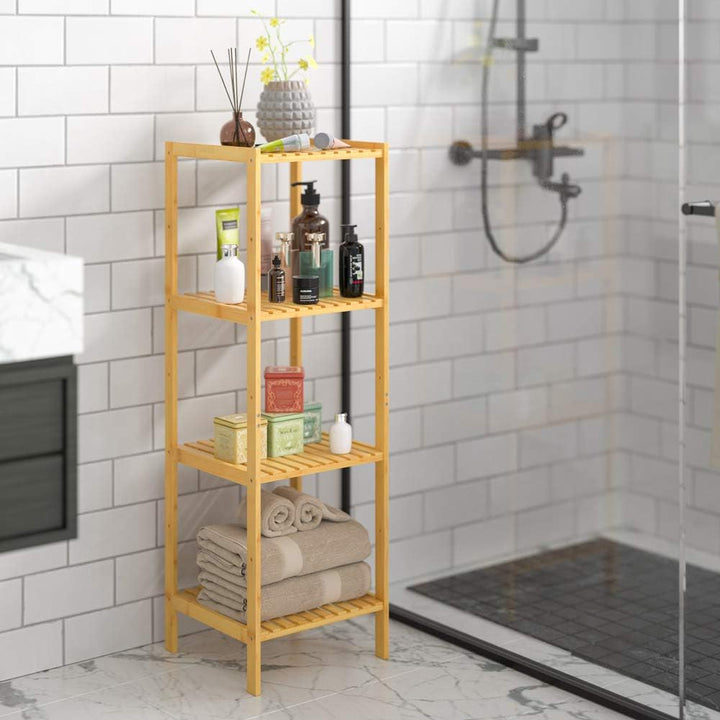 Casaria® Badezimmer Regal Bambus 4 Ablagen Belastbarkeit 40kg 110x33cm Bad Küche Kinderzimmer Wohnzi
