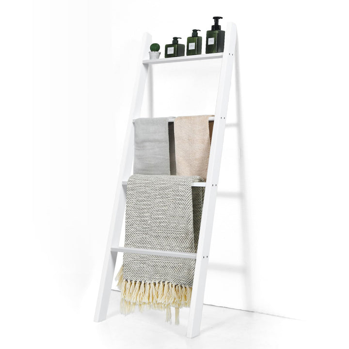 GOPLUS 4 Ebenen Handtuchständer, Handtuchleiter Holz, Handtuchständer Leiterregal, 4 Handtuchstangen